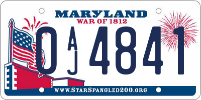 MD license plate 0AJ4841