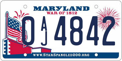 MD license plate 0AJ4842