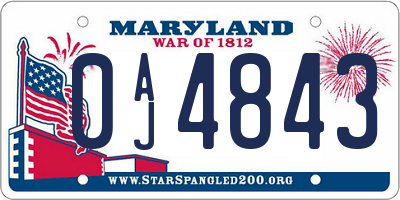 MD license plate 0AJ4843