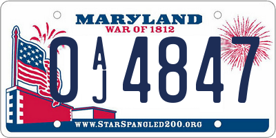 MD license plate 0AJ4847
