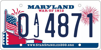 MD license plate 0AJ4871