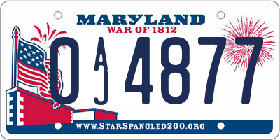 MD license plate 0AJ4877