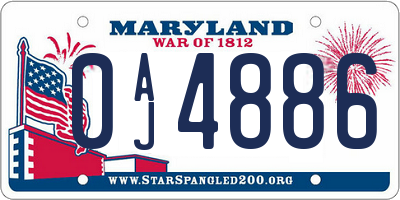 MD license plate 0AJ4886