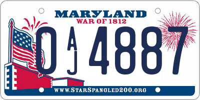 MD license plate 0AJ4887