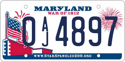 MD license plate 0AJ4897