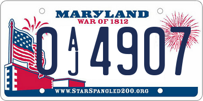 MD license plate 0AJ4907