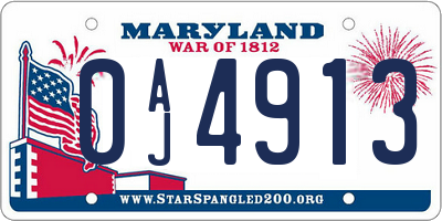 MD license plate 0AJ4913