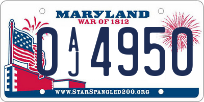 MD license plate 0AJ4950