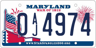 MD license plate 0AJ4974