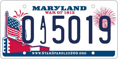 MD license plate 0AJ5019