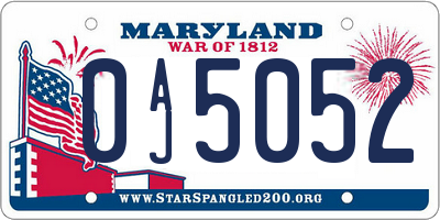 MD license plate 0AJ5052