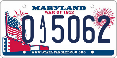 MD license plate 0AJ5062