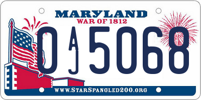 MD license plate 0AJ5068