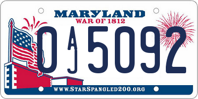 MD license plate 0AJ5092