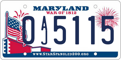 MD license plate 0AJ5115