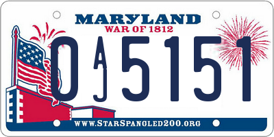 MD license plate 0AJ5151