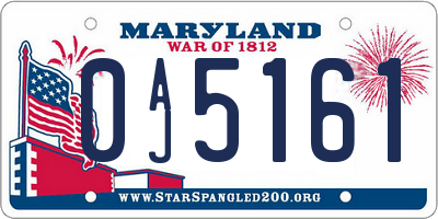 MD license plate 0AJ5161