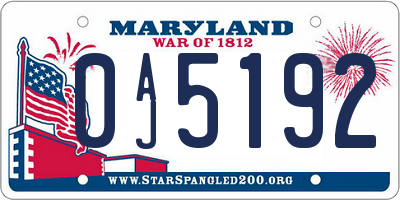 MD license plate 0AJ5192