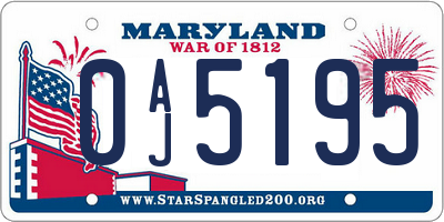 MD license plate 0AJ5195
