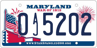 MD license plate 0AJ5202