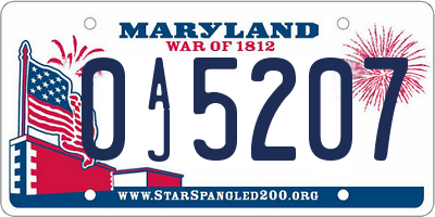 MD license plate 0AJ5207