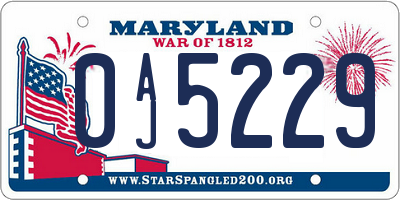 MD license plate 0AJ5229