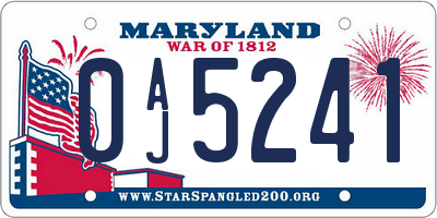 MD license plate 0AJ5241