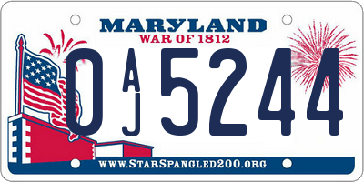MD license plate 0AJ5244