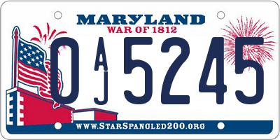 MD license plate 0AJ5245