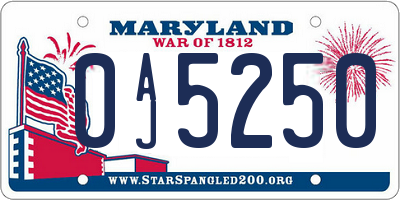 MD license plate 0AJ5250
