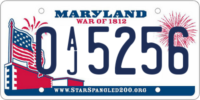MD license plate 0AJ5256