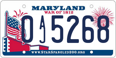 MD license plate 0AJ5268