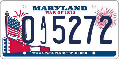 MD license plate 0AJ5272