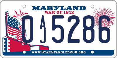 MD license plate 0AJ5286