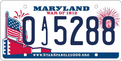 MD license plate 0AJ5288