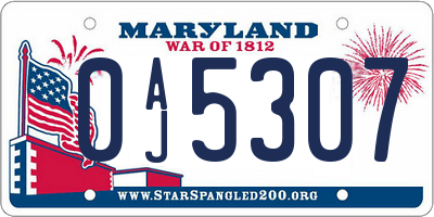 MD license plate 0AJ5307