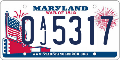 MD license plate 0AJ5317