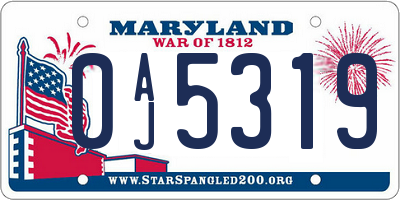 MD license plate 0AJ5319