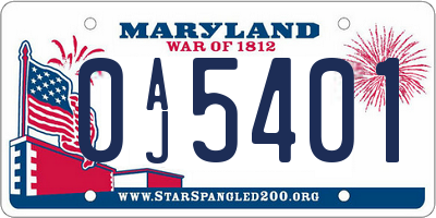 MD license plate 0AJ5401
