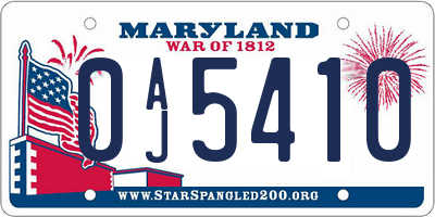 MD license plate 0AJ5410