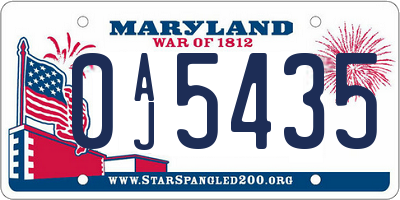 MD license plate 0AJ5435