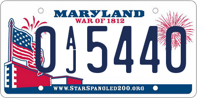 MD license plate 0AJ5440