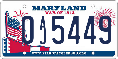 MD license plate 0AJ5449