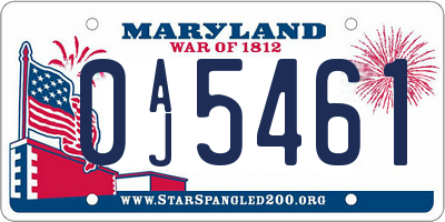 MD license plate 0AJ5461