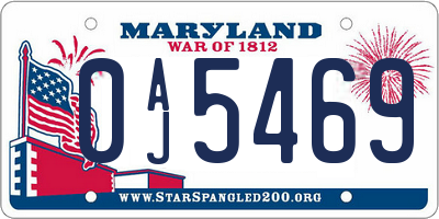 MD license plate 0AJ5469