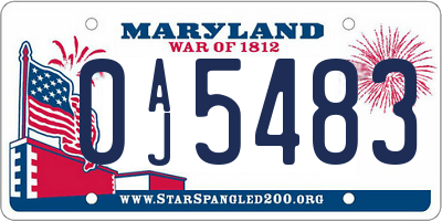 MD license plate 0AJ5483