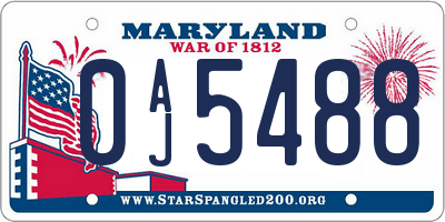 MD license plate 0AJ5488