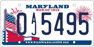 MD license plate 0AJ5495