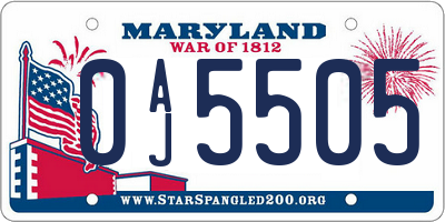 MD license plate 0AJ5505