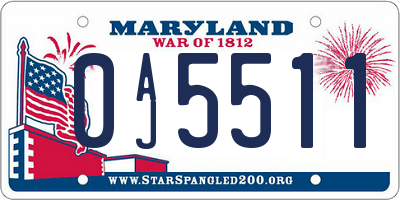 MD license plate 0AJ5511